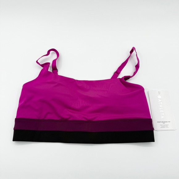 Athleta Other - Athleta Coastline Bikini Top Magenta Colorblock Longline Swimwear M A-C 988607